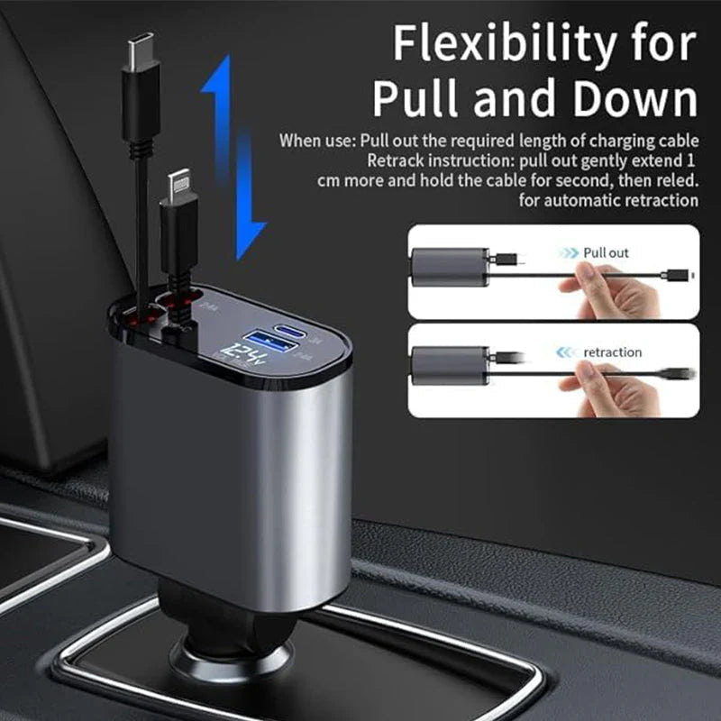VoltPro | 4-in-1 Retractable Car Charger