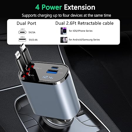 VoltPro | 4-in-1 Retractable Car Charger