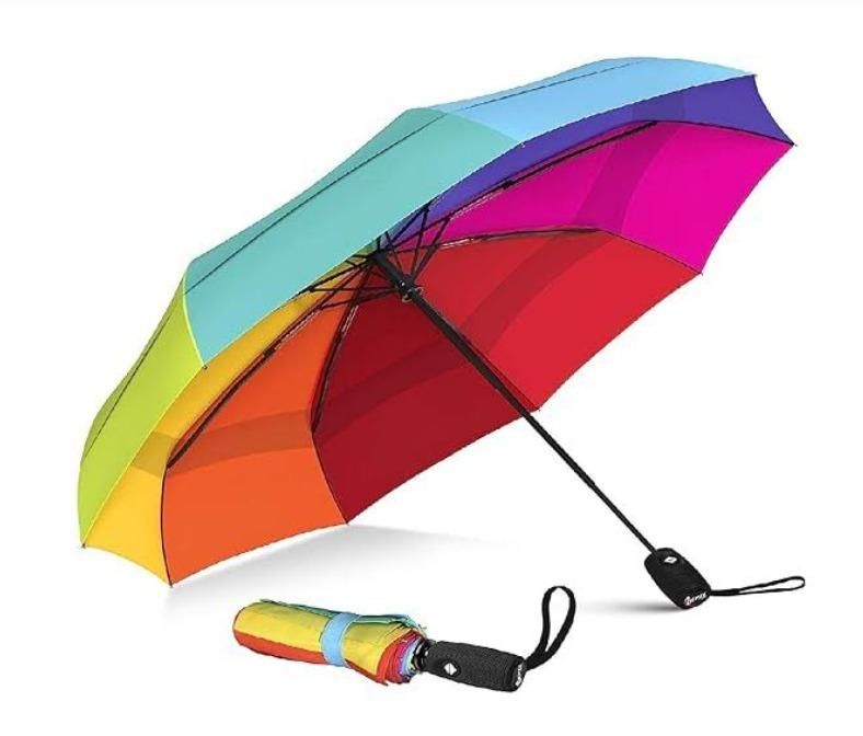 Windproof Rainbow Umberalla Large -3 Fold with Auto Open (Pack Of 1)