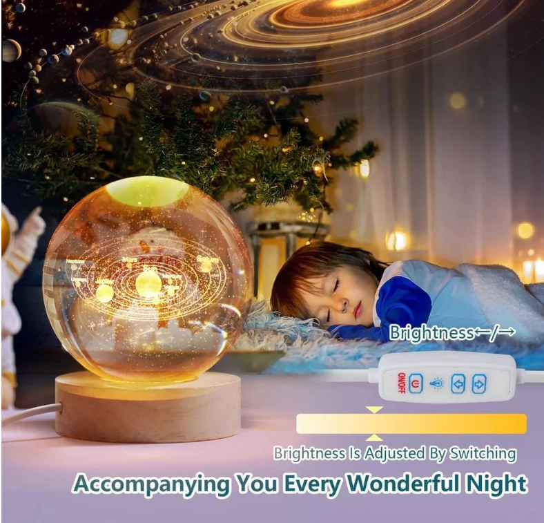 3D Galaxy Crystal Ball Night Lamp